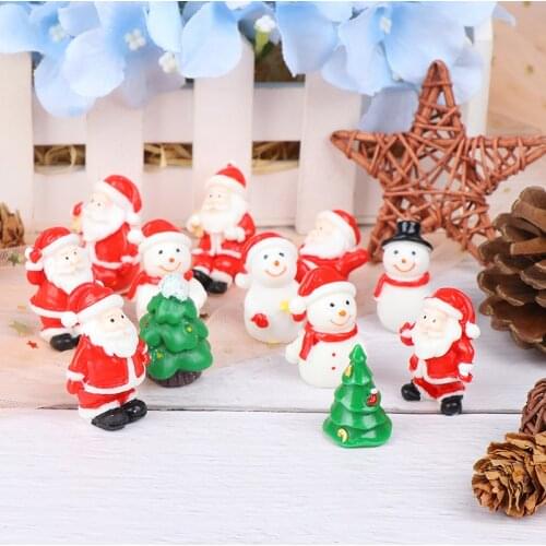 Santa Claus Snowman Tree Mini Resin Christmas Decoration Micro Landscape Model DIY Miniature Garden Figurines Home Decoration