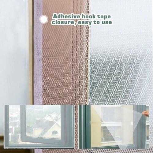 2PCS DIY Self-adhesive Anti-Mosquito Window Screen Mesh Net Curtain with 5 Patch Stickers Brush Sticky Tape for Home Rooms 4x5ft