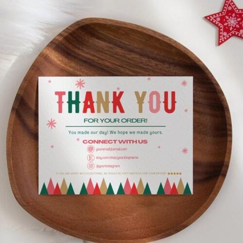 DIY Christmas Business Thank You Bundle: Editable Card Template & Thank You For Your Order Sticker PNG, Instant Download