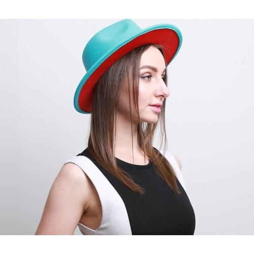 New Vantage Patchwork Wool Felt Jazz Fedora Hats Women Unisex Wide Brim Panama Party Trilby Cowboy Cap Men Gentleman Wedding Hat