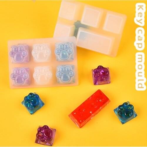 Silicone Mold Craft Making Tools DIY Keyboard Key Cap Handmade Cat Paw Mold Crystal Epoxy Resin Casting Mold