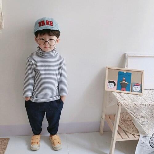 Knitted Denim All-In-One Velvet Warm Pants Korean Version Plus Velvet Pocket Childrens Pants Boys' And Girls' Pants 2-8 Years