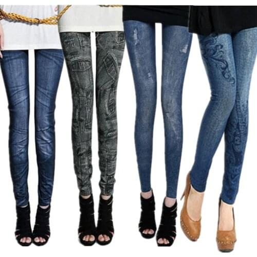 DOIAESKV Comfortable Skinny Pants Denim Leggings Women Fashion Sexy Women Jean Skinny Leggings Stretchy Slim Leggings