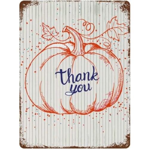 Vintage Retro Metal Tin Sign Wall Decor Art Thanks Giving Thank You Lines Art Pumpkin Home Decor Plaque Poster Man