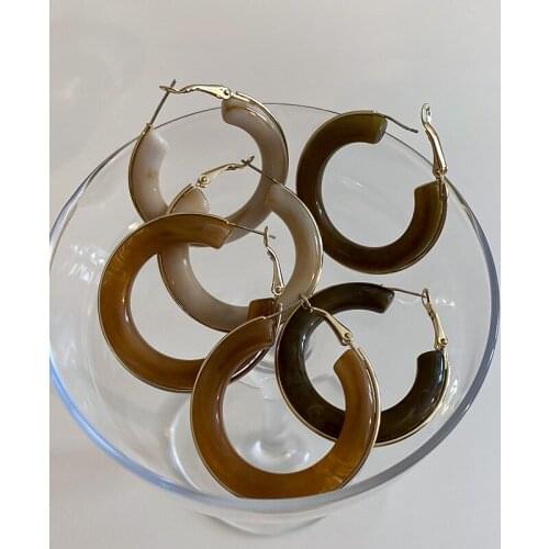 Vintage Acrylic Circle Earrings for Women Korean New Trendy Simplicity Geometry Jewelry Female Elegant Hoop Earrings Wholesale