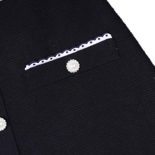 Women Skirt Summer A-Line Mini Solid Knitted Pearl Buttons Elegant High Street Chic Stunning Fashion Lady New M