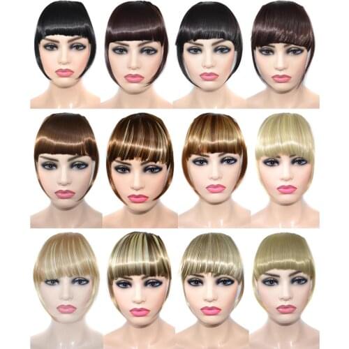 ZM hair 19 colors to choose from Fake Fringe Clip In Bangs Hair Extensions double hair on the temples with blunt bangs