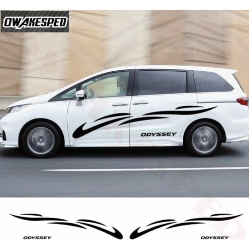 1 Set Car Body Door Decor Sticker For-Honda Odyssey Racing Styling Sport Stripes Auto Both Side Vinyl Decals