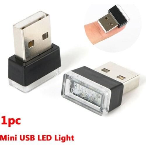1pc Car Atmosphere Lights Decorative Lamp Universal Car USB LED Emergency Lighting PC Portable Plug and Play Random Color