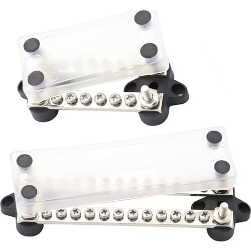 12 position 100A Bus Bar and Cover Ground Distribution Block Kit Car Truck Boat Marine Power Distribution Terminal Block