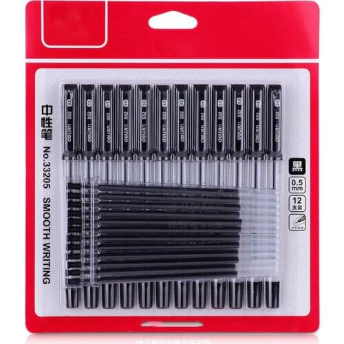 12pcs Gel Pen Black ink Refills Rods 0.5mm Ballpoint pen Office Gel pen For School Office Exam Supplies Stationery Big Capacity