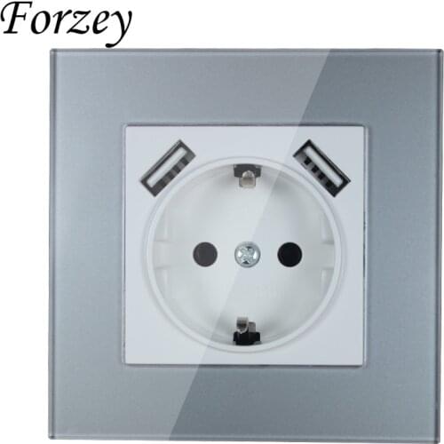 2019 new style USB Wall Socket Free shipping Double USB Port 5V 2A silver color acrylic patch frame high quality usb FD-02