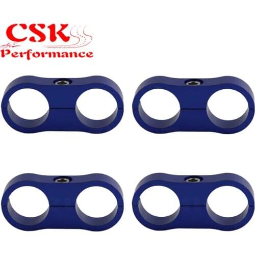 4pcs AN8 16mm Braided Hose Separator Clamp Fitting Adapter Bracket Black/Blue