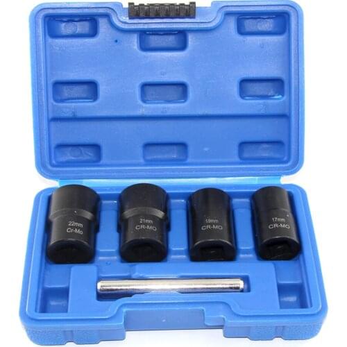 5Pcs 1/2" Drive Twist Socket Set 42Cr-Mo Automobile Tire Damaged Slip Tooth Nut Removal Socket Wrench With Blue Toolbox