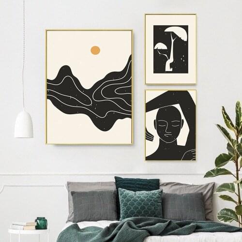 Abstract Line Canvas Black Wall Art Minimalist Prints Painting Nordic Poster Woman Picture Modern Living Room Decor