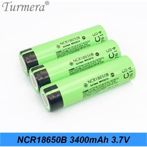 Turmera NCR1865B 18650 3400mAh Battery for 12V 14.4V 18V 21V 25V Screwdriver Drill Batteries and Flashlight Headlamp E-Bike Use