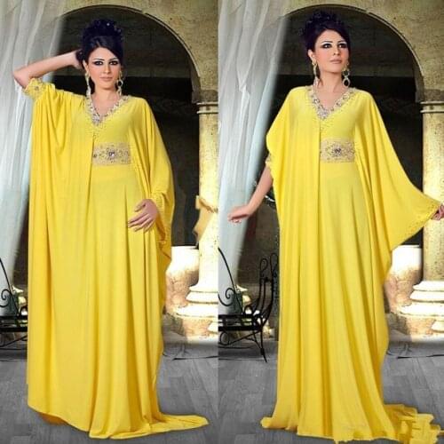 Arabic Nigerian Middle East Abaya Celebrity Dresses Beads Collar Sashes Pleasts Party Formal Evening Prom Dress Runaway Fashion