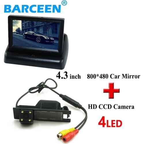 4.3" car monitor +4 led car rear camera for Opel Astra H /Corsa D/ Meriva A /Vectra C/Zafira B/FIAT 4.3" foldable car monitor