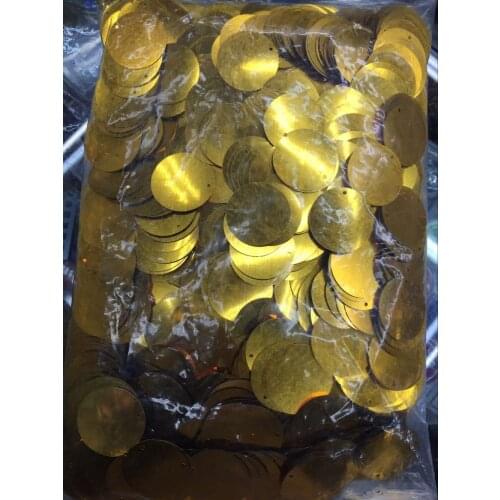 360pcs Large Round Sequins 20mm PVC Sequin Flat Round Paillette Decoration Side Hole For Dancing Dress Gold