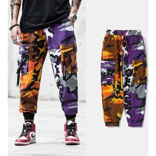 ERENEJIAN Mens Fashion Hi Street Hip Hop Cargo Joggers With Multi Pockets Streetwear Harem Pants Trousers Camouflage Bottoms