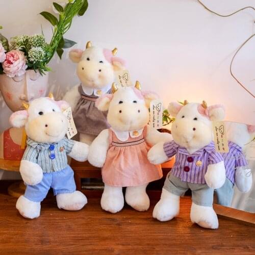 30/40CM Cute Couple Cow Plush Toy Lovely Animal Dressing Skirt Cattle Doll Stuffed Soft Baby Doll Birthday Gift for Lovers Girls