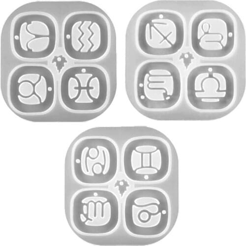 K3ND DIY Shiny Glossy 12 Constellation Keychain Mold Charms Mould Resin Epoxy Jewelry