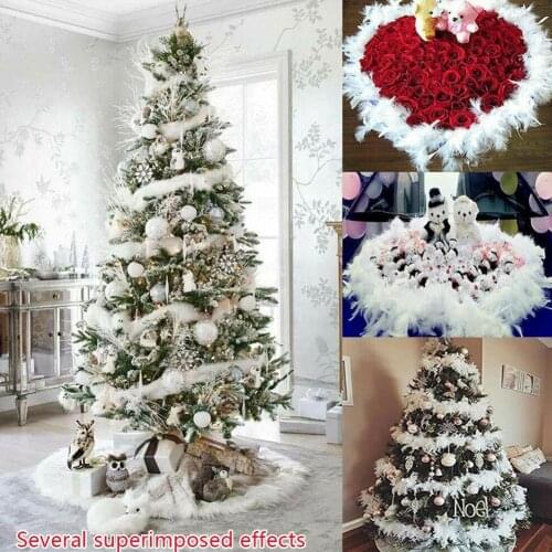 2m Natural Feather Boa Strip Xmas Ribbon Party Garland Tree Christmas Accessaries Craft Diy Wedding Decor Grament Supplies J7E9