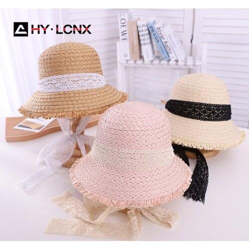 Summer New Boy Girl Outdoor Beach Sun Fisherman Hat Parent-child Style Big Brim Fashion Flower Braided Sun Straw Hat