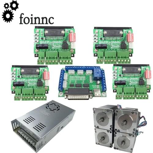 Mach3 5 axis breakout board + 4pcs TB6560 driver + 4pcs Nema23 2.2NM stepper motor+1pcs 240w power kit for CNC Machine