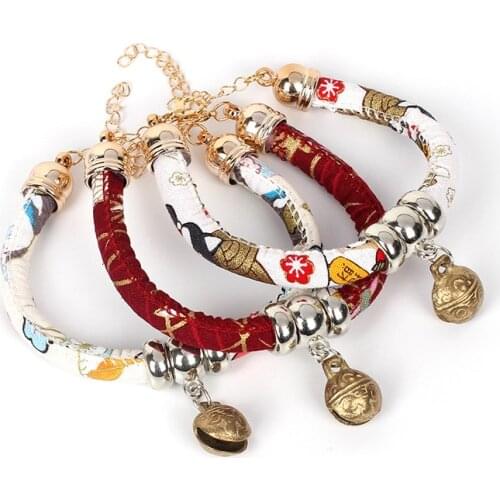 Lovely Pet Cat Collar With Bell Fabric Small Dog Cats Necklace Cute Adjustable Pets Pendant Accessories For Puppy Kitten