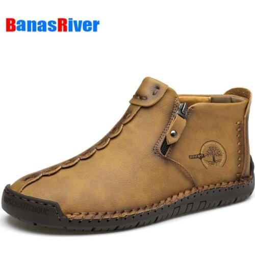 Men Leather Boots Wool Fur Thick Composite Sole Winter Shoes Cowhide Leather Designer Ankle 1Handmade Breathable Walking Driving