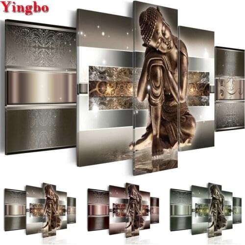 5 Pcs DIY diamond painting kits Buddha Statue diamond embroidery cross stitch full drill square round rhinestone home decor