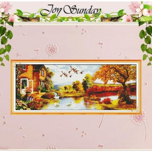 Golden Scenery(3) Counted Cross Stitch 11CT 14CT Cross Stitch Sets Wholesale Scenery Cross-stitch Kits Embroidery Needlework