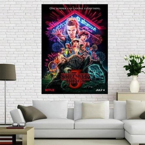 Custom Stranger Things TV Poster Wall For Living Room Art Poster Decoration Canvas Fabric Cloth Art No Frame Morden Print Wall