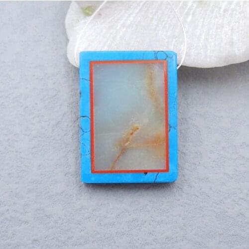 Natural Stone Amazonite And Obsidian,Howlite Pendant Bead 38x28x6mm 17g Fashion Jewelry Accessories