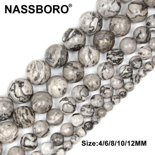 Natural Grey Map Stone Beads Loose Round Spacer Bead For Jewelry Making 4/6/8/10/12mm DIY/Handmade Bracelet&Necklace Craft