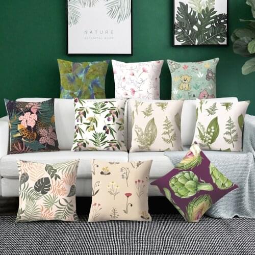 Tropical Plant Cushion Cover green Leaf Pillow Pillowcase Polyester 45*45 Throw Pillow Home Decor Pillow Cover