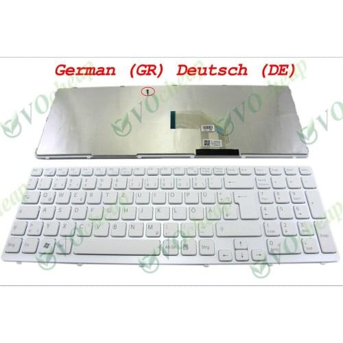 New Laptop keyboard for Sony Vaio SVE15 SVE 15 SVE15 SVE1511 E 15.5" E15 White WITH Frame German GR Deutsch DE - 149032921