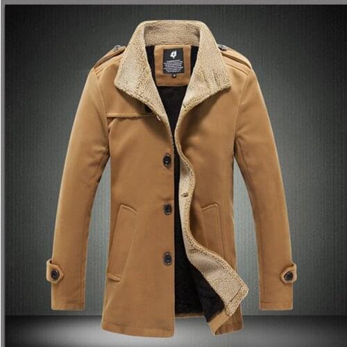 2020 New Winter Fleece Coat Slim Fit Jackets Mens Casual Warm Outerwear Jacket and coat Men Pea Coat Size M-5XL Drop shipping