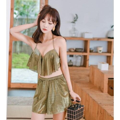 2020 New Style Swimsuit Womens Split Skirt Conservative Slimming Lace Small Chest Girls Graceful Hot Spring Swimsuit 6120