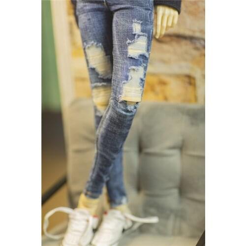 JD Doll Clothing is suitable for the 1/3 woman 1/4 msd SD17 Uncle size fashionable new style hipster pants with holes in jeans