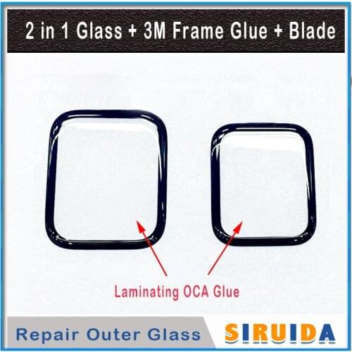 Original 2 in 1 LCD Front Glass with OCA Glue For Apple Watch Series 4 5 S4 S5 44mm 40mm Touch Screen Outer Panel Replacement