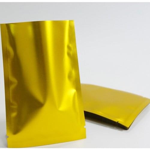 100pcs Matte Golden Aluminum Foil Flat Bags Heat Sealable Gold Mylar Plastic Bag Chocolate Storage Pouch Food Powder Package