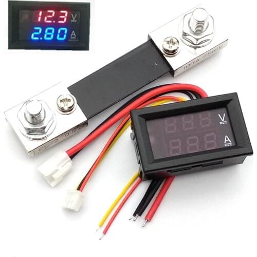 DC 100V 1A 10A 50A 100A Mini 0.28inch LED Digital Voltmeter Ammeter Volt Ampere Meter Amperemeter Voltage Indicator Tester