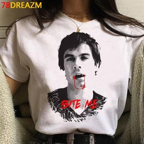 The Vampire Diaries top tees female kawaii tumblr print casual ulzzang top tees summer top couple clothes