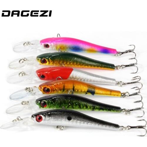 DAGEZI 6pcs minnow fishing lure 6 color 9cm 8g lifelike fish bait fishing gear 3D eyes fishing tackle