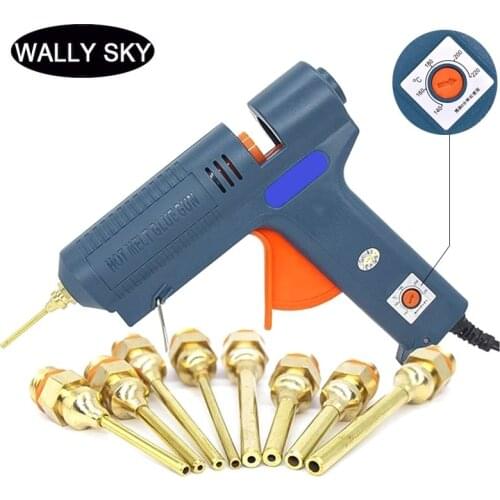150W Industrial Glue Gun Hot Melt Glue Gun Adjustable Temperature Pure Copper Nozzle Diameter 1.5mm 3mm DIY Craft Repair Tools