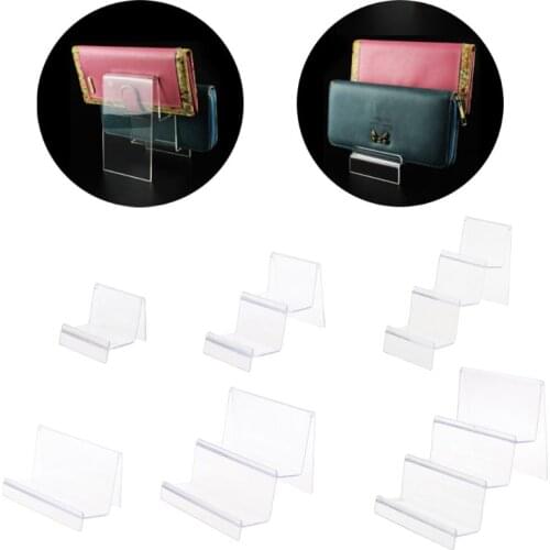 Clear Acrylic Wallet Display Stand Holder Leather Handbag Purse Jewelry Stand