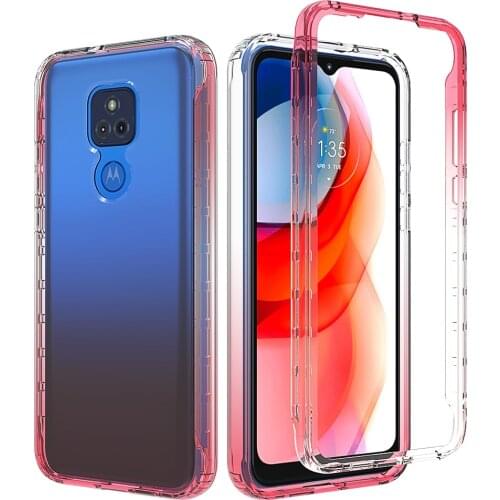 Clear Case for Motorola Moto G Play 2021 Silicone Phone Back Bag Gradient Color Full Body Transparent Protective Cover