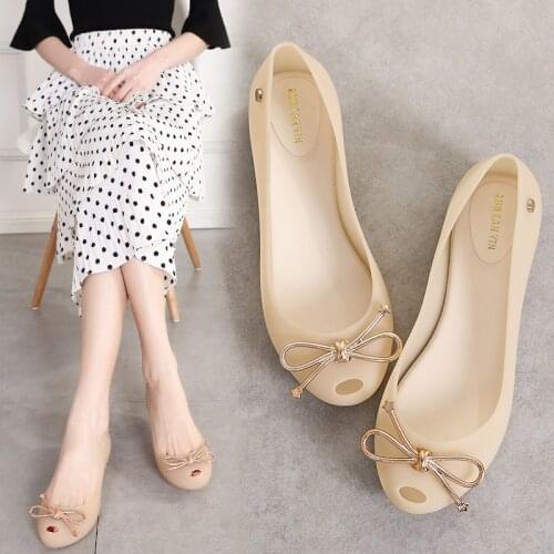 Womens shoes 2020 new jelly sandals shallow mouth summer fashion plastic soft sole shoes non-slip fish mouth beach shoes